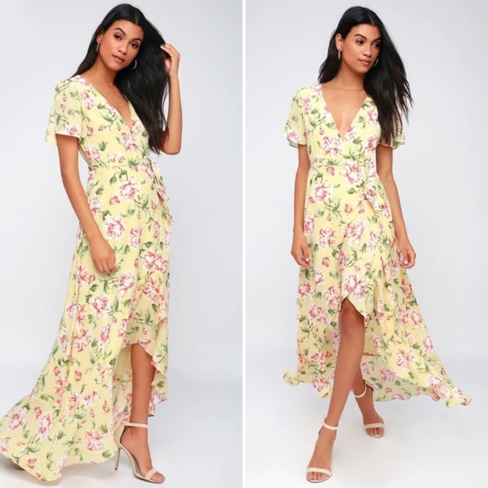 Lulu’s Yellow Floral Maxi Dress